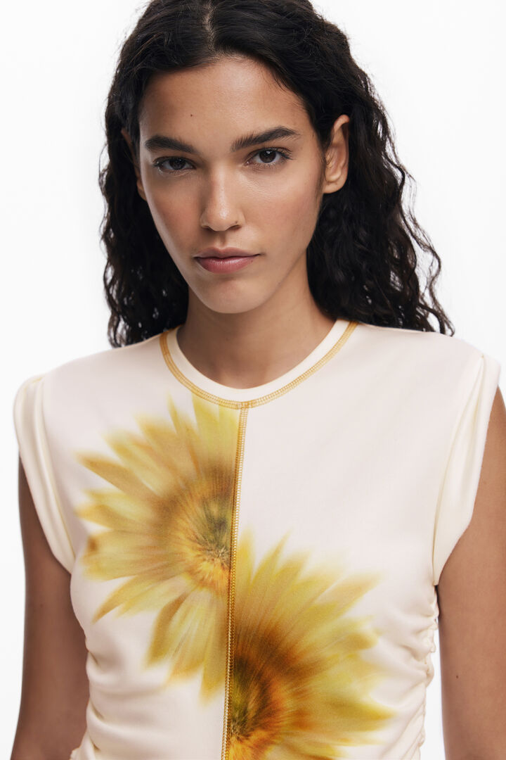 Vestido corto girasol lyocell | Desigual