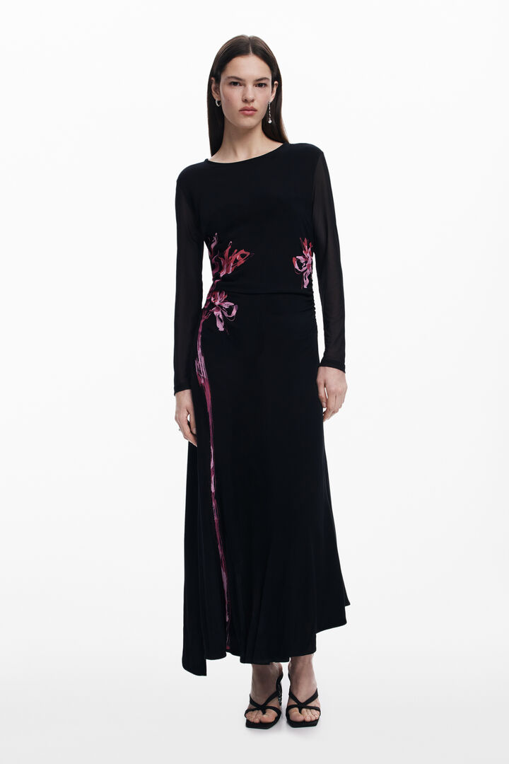 Asymmetric lily long dress | Desigual