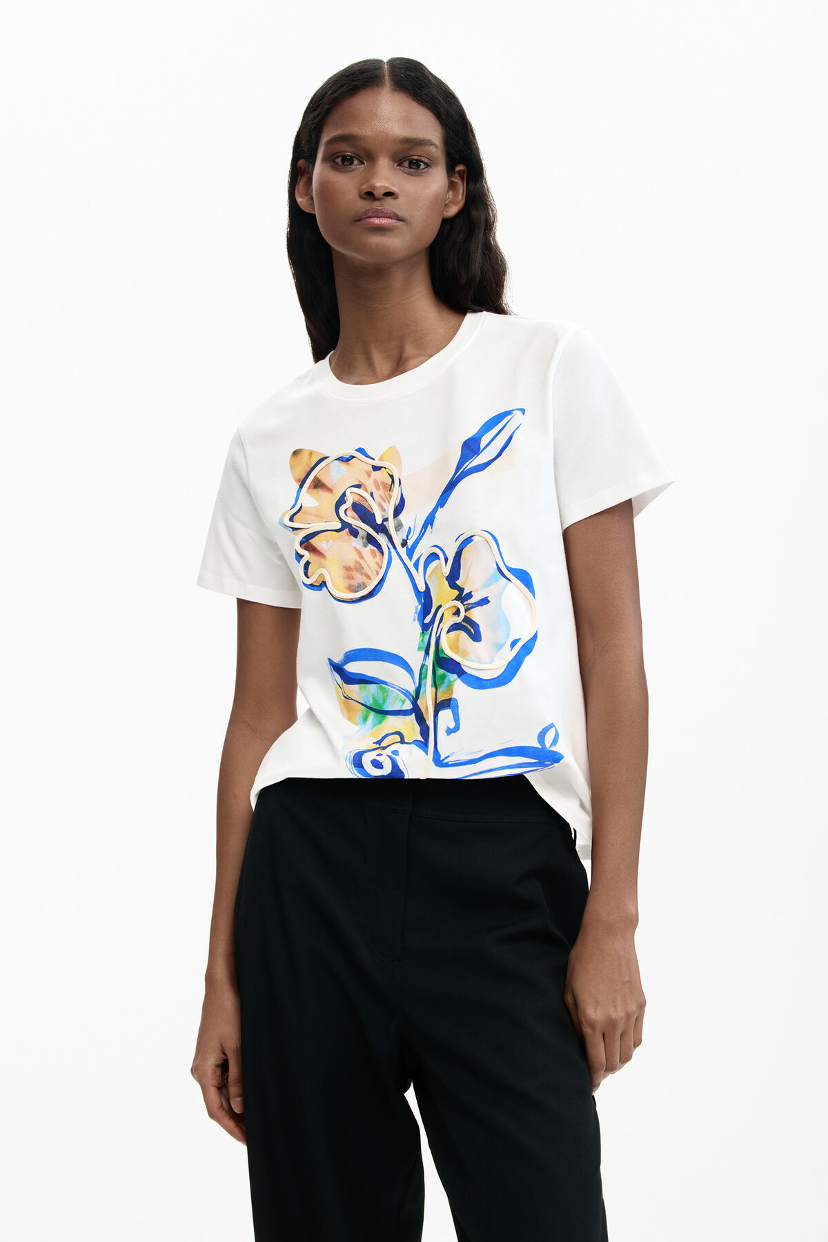 花柄の庭のTシャツ ホワイト 女性用 I Desigual.com