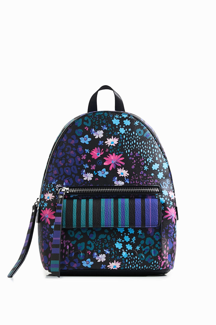 Mini striped floral backpack | Desigual
