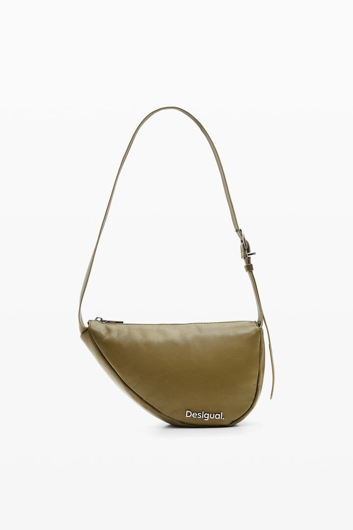 M oval leather bag