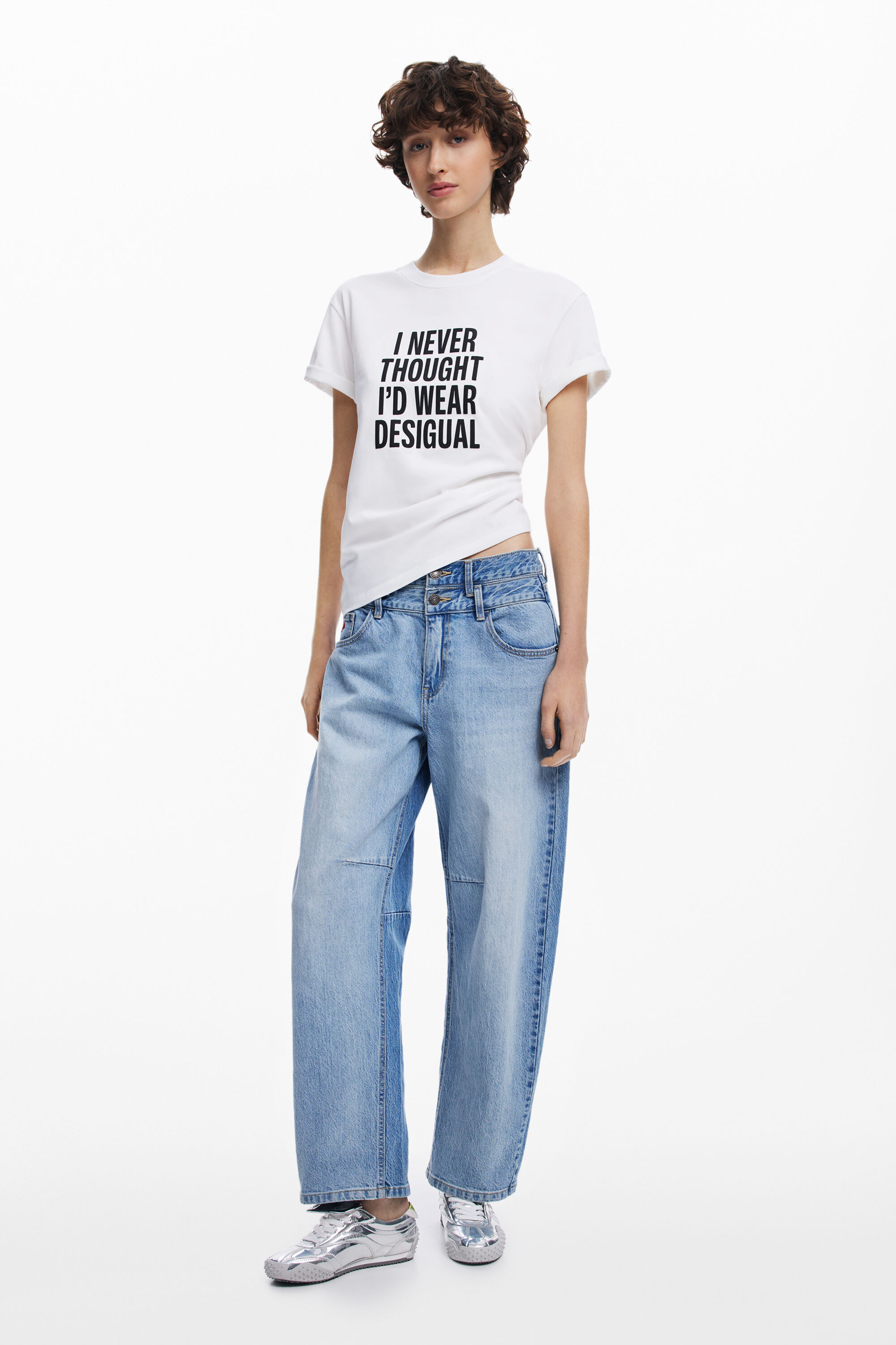 Desigual "i Never Thought" T-shirt In White