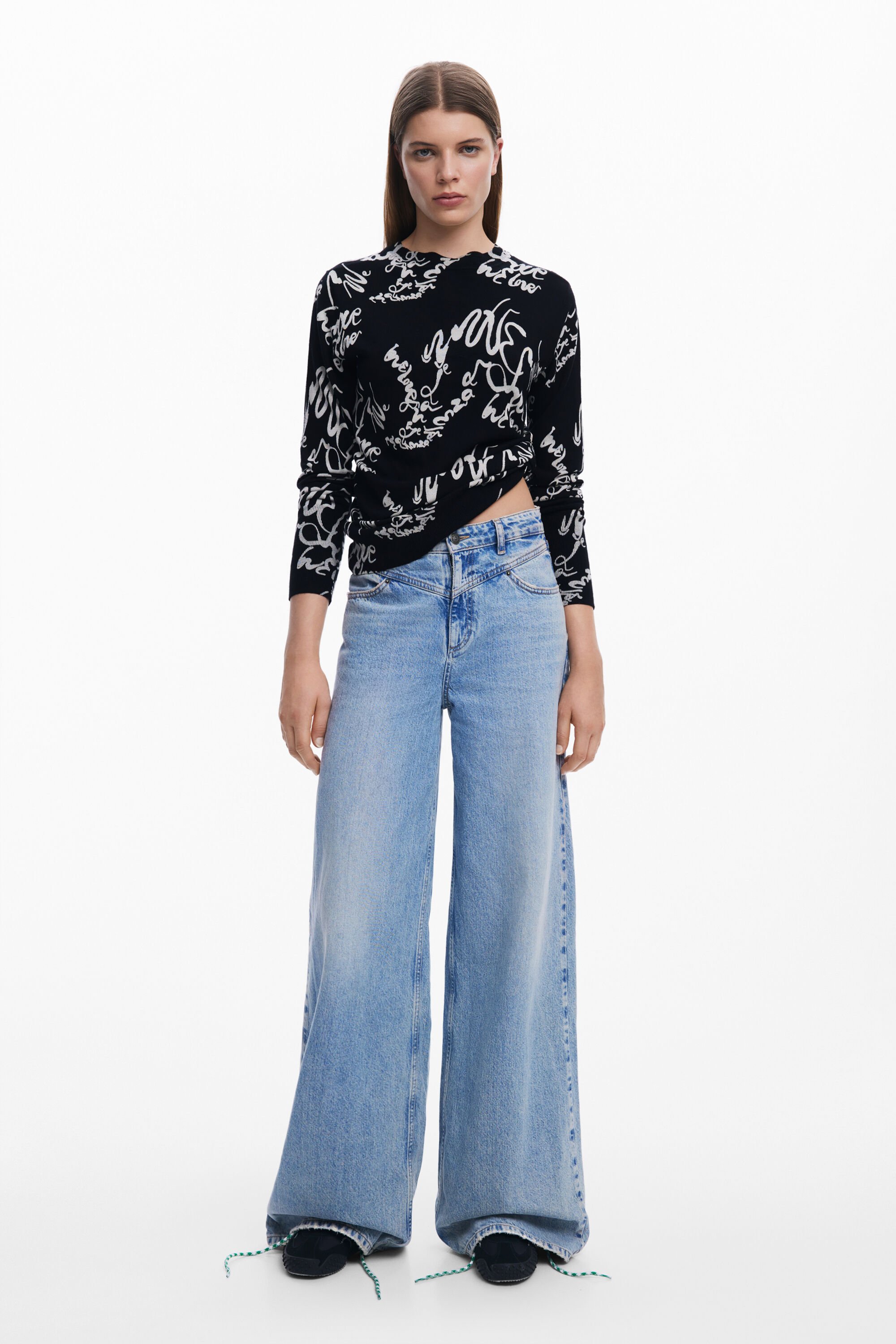 売れ筋商品|||デジグアル ニット&セーター アウター レディース Women's Fine Lettering Sweater Black Fine Lettering Sweater Women's I Desigual.com