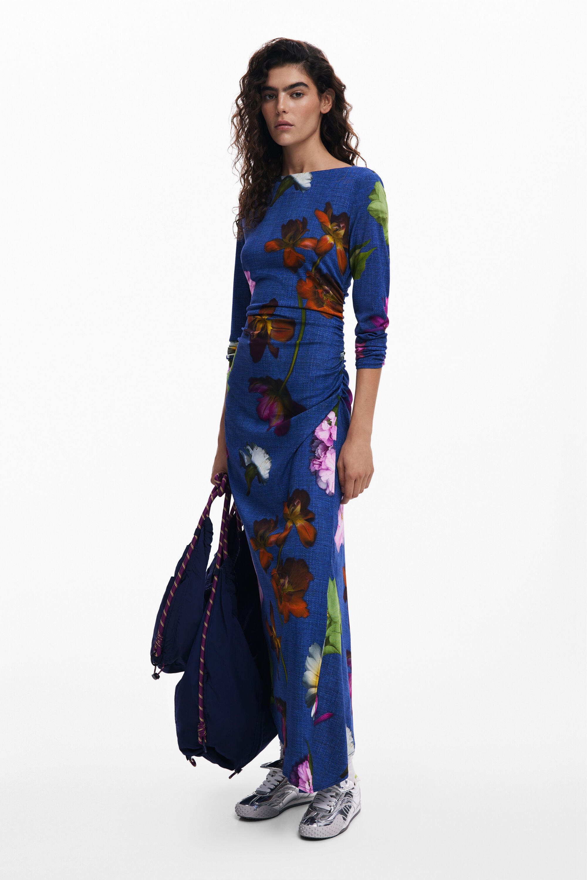 Desigual Asymmetric Midi Dress In Blue