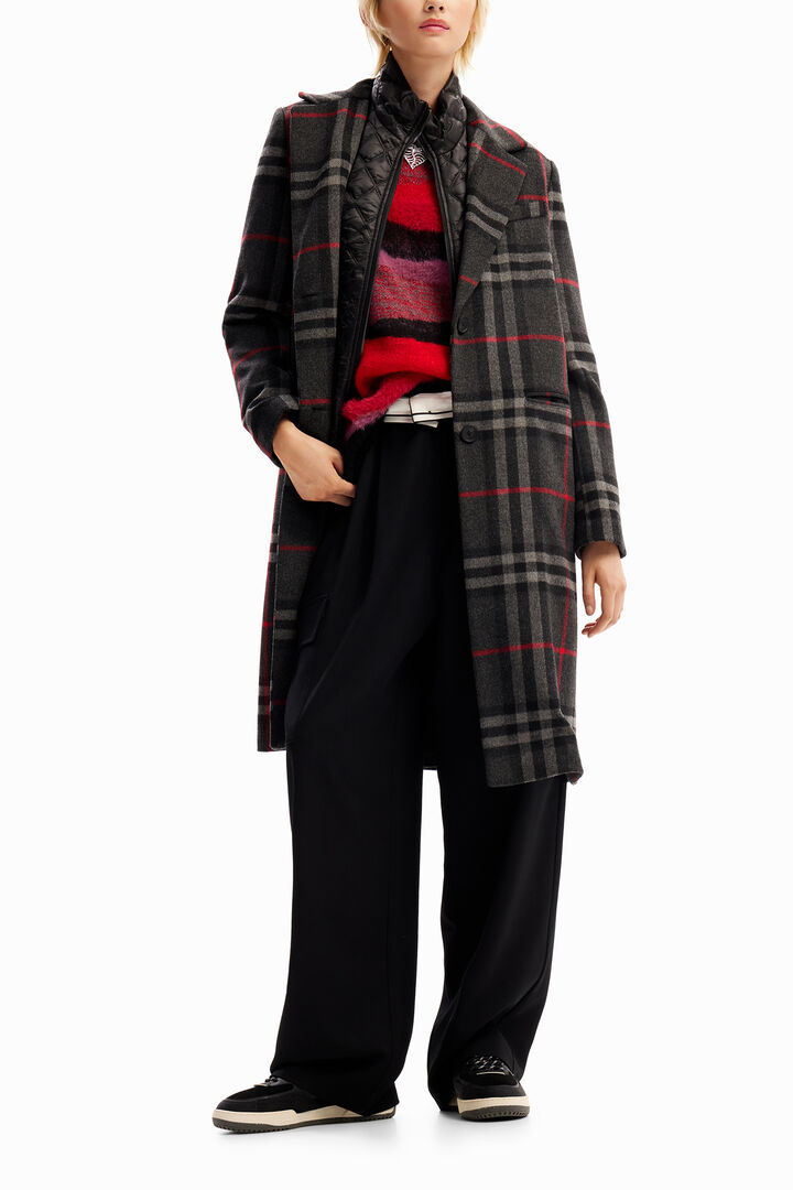 Combination plaid coat | Desigual