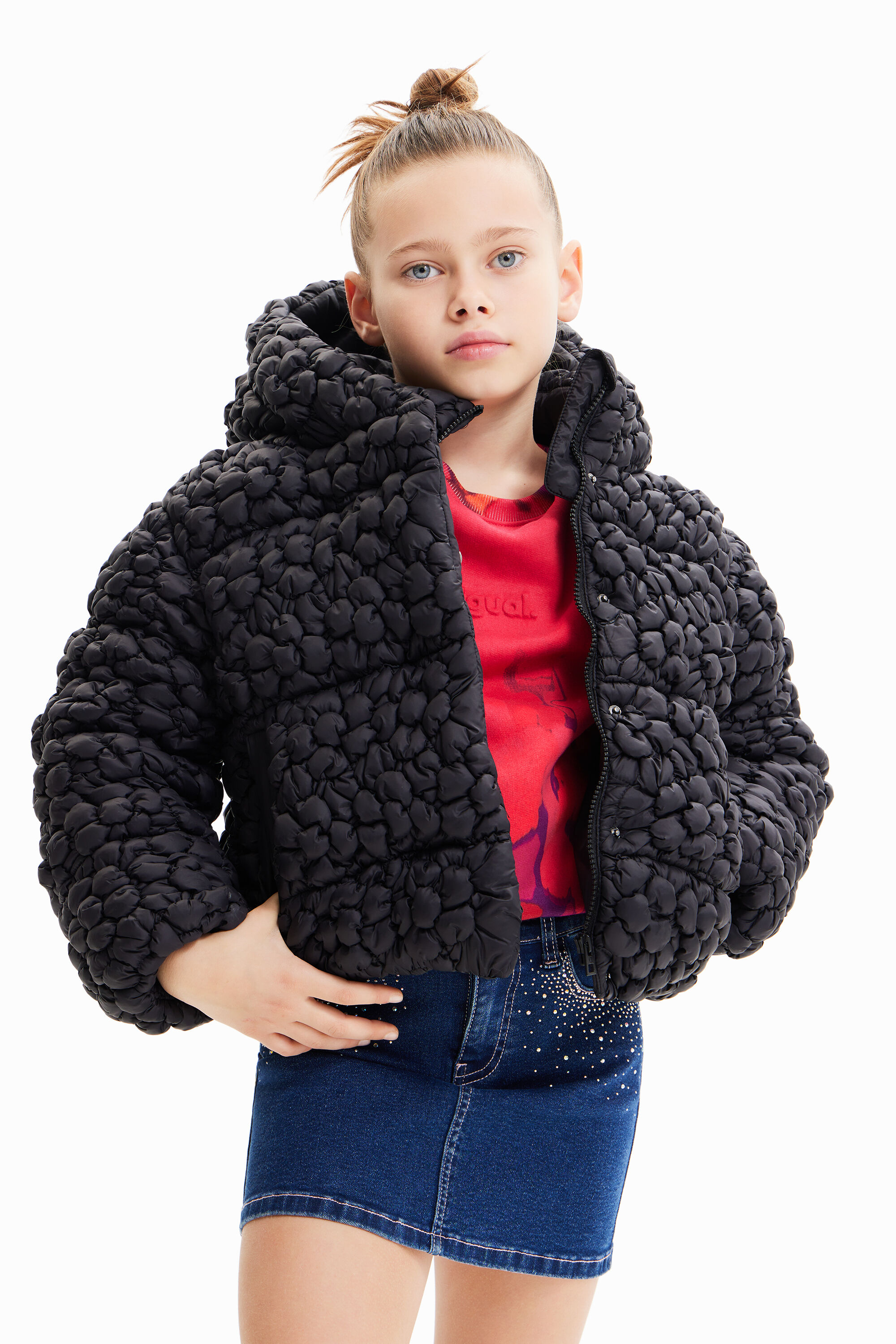 Chaqueta acolchada textura de ni a Desigual