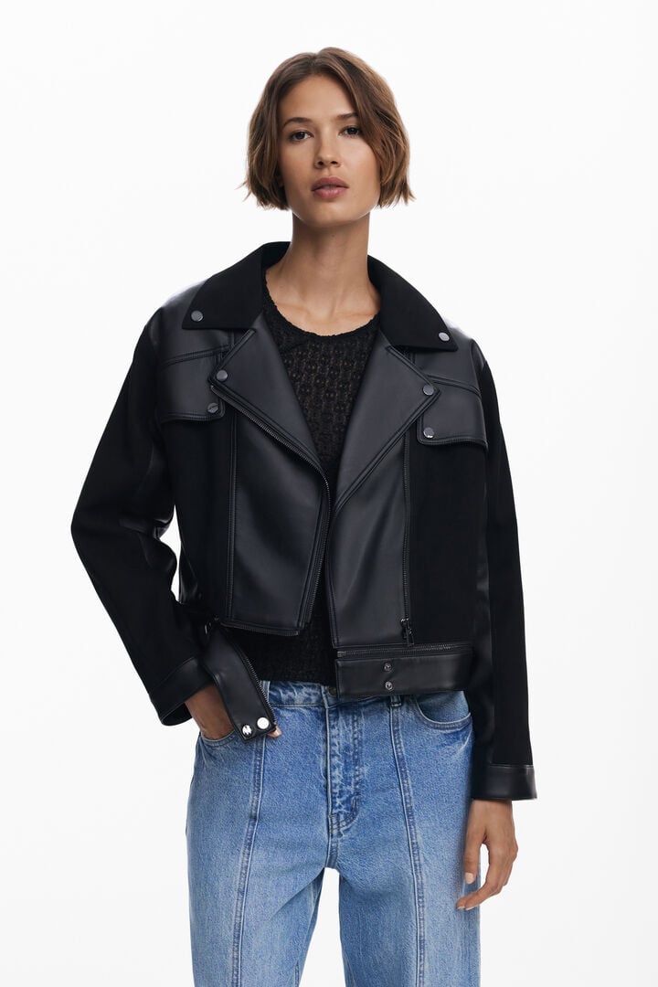 Kombinovaná bunda s efektem kůže