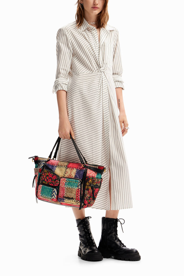 Large canvas patchwork bag | Desigual