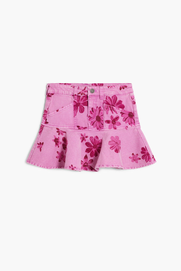 Short denim skirt with flowers | Desigual