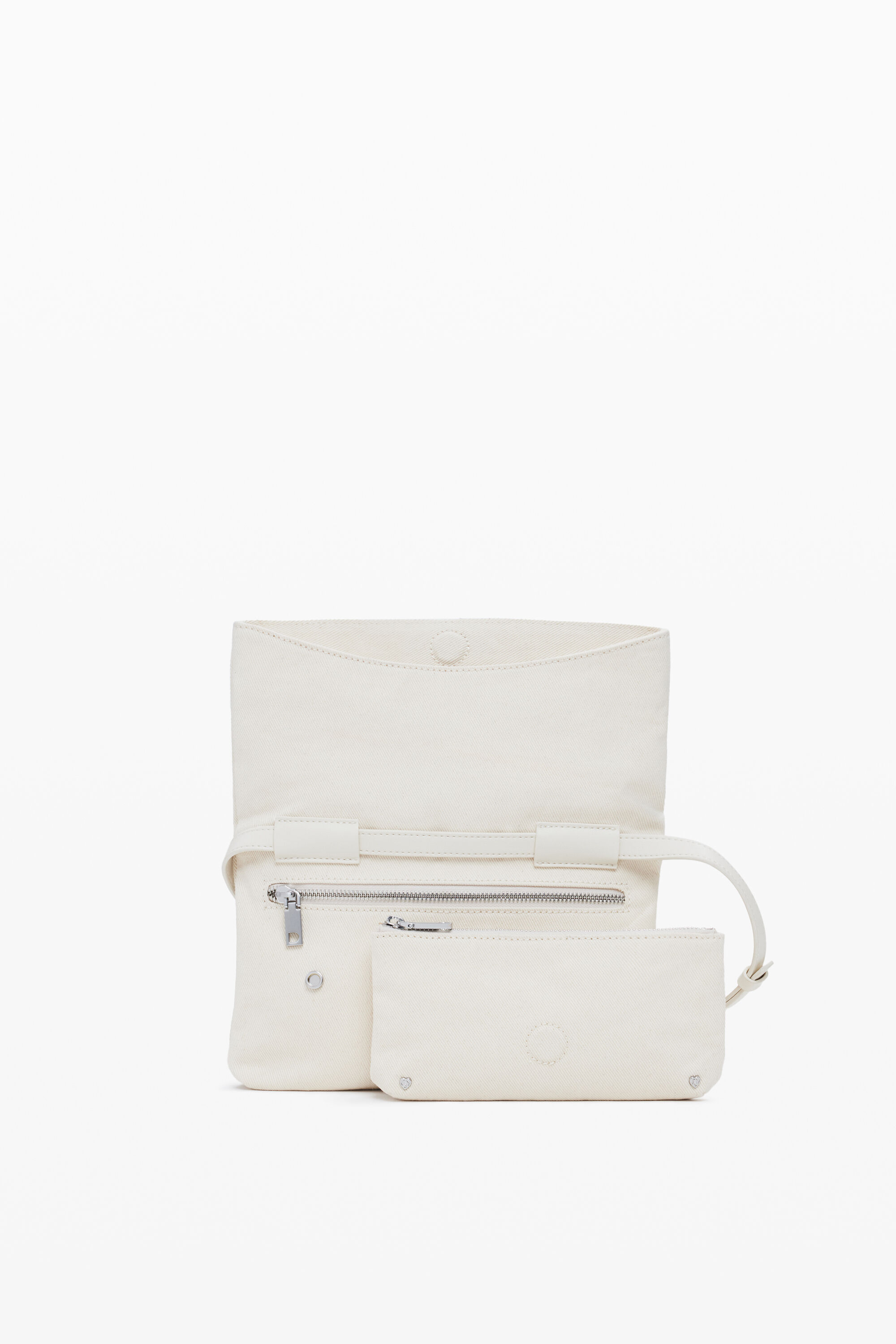 Desigual Cotton Canvas Crossbody Bag In White