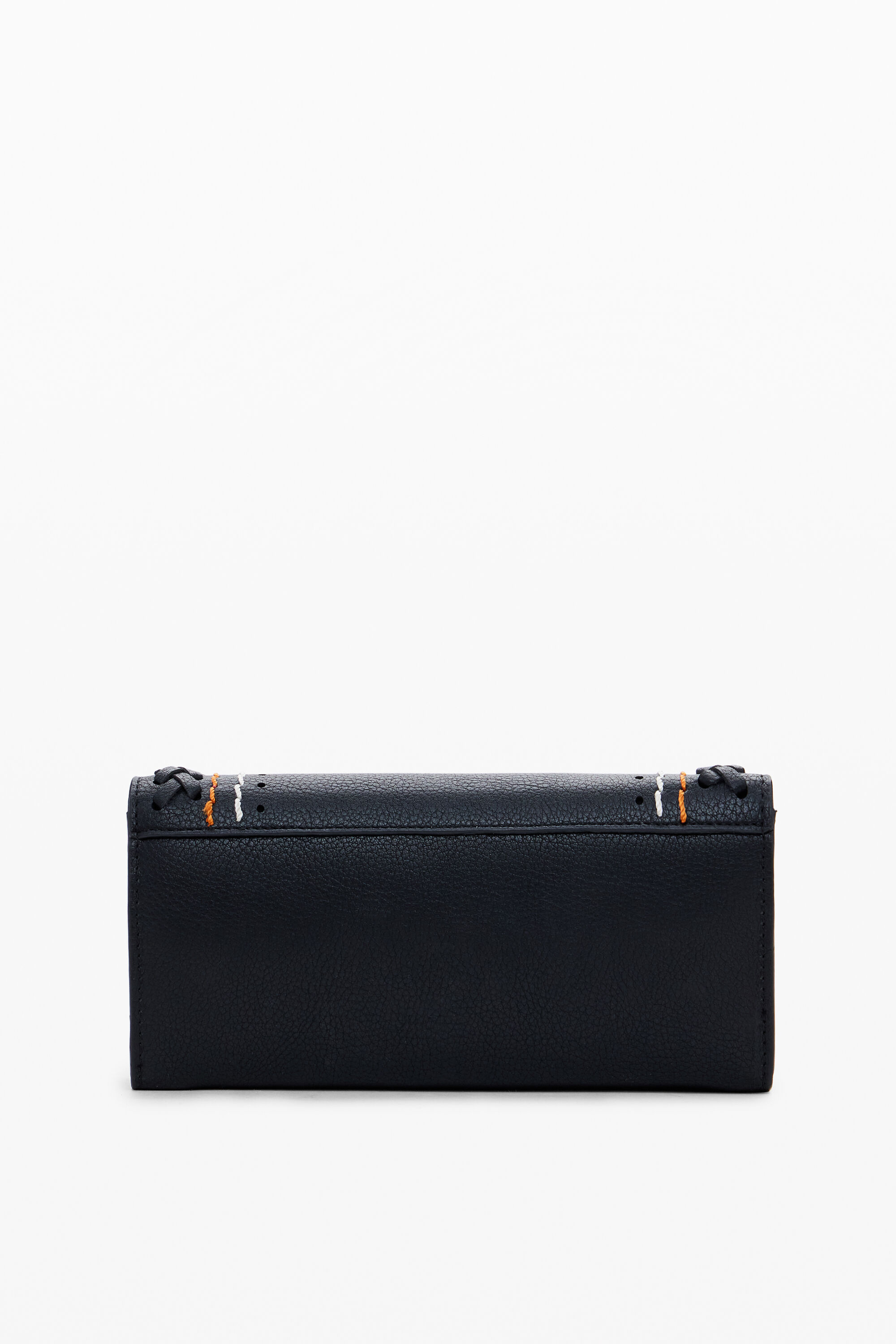Desigual Braided Wallet With Topstitching In Black