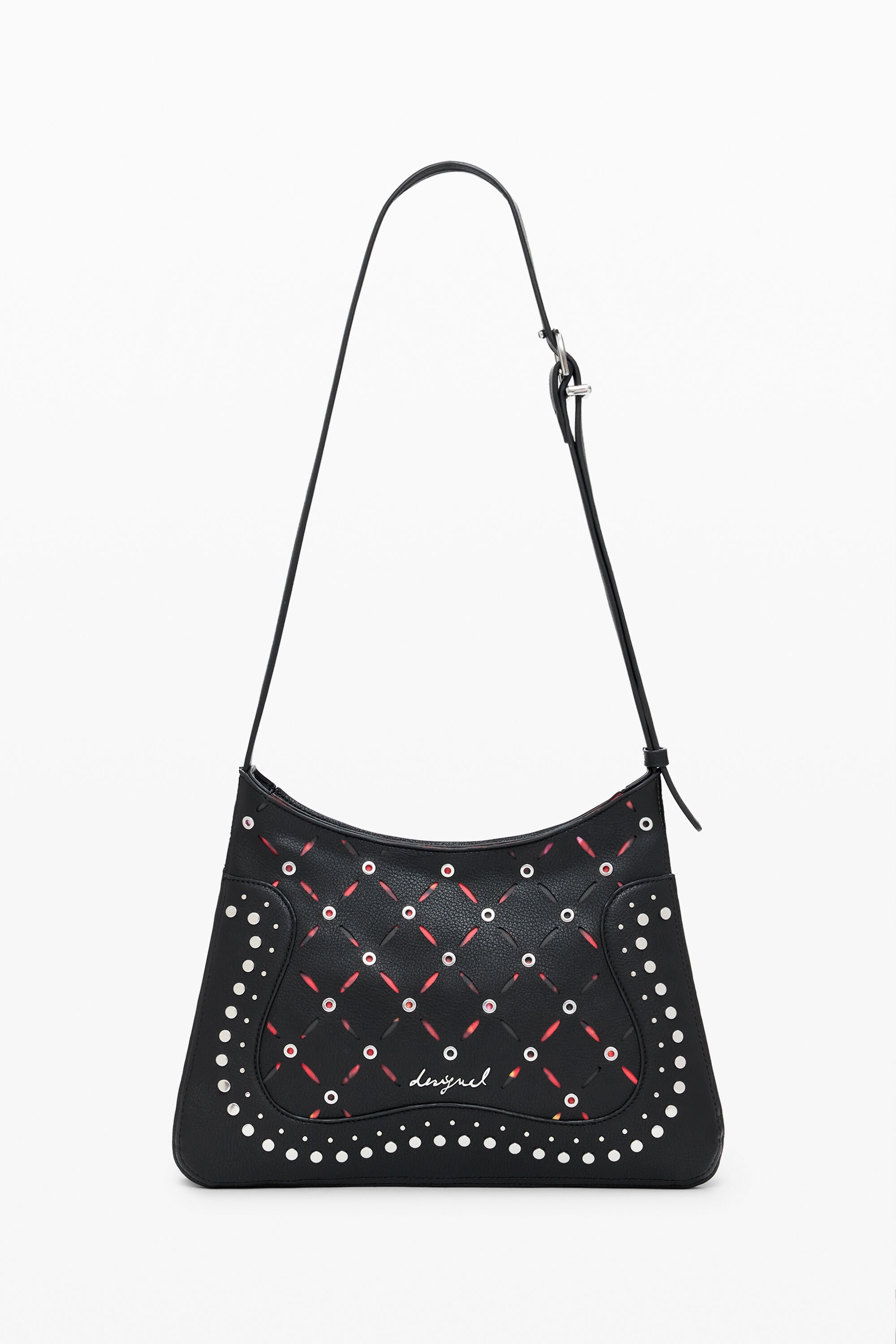 Desigual Kleine geperforeerde tas met leereffect - BLACK
