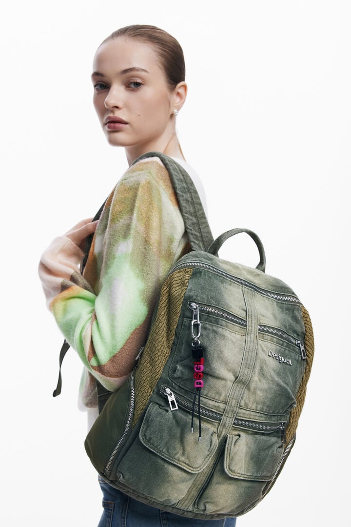 Grand sac à dos en denim combiné | Desigual