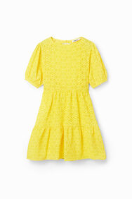 Vestido corto bordado suizo | Desigual