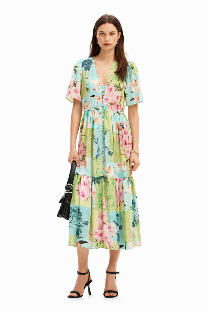 Vestido midi flores de cerezo | Desigual
