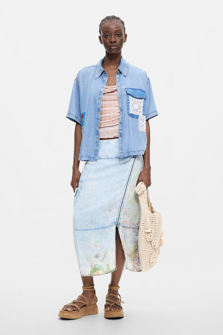 Short Sleeve Patchwork Shirt