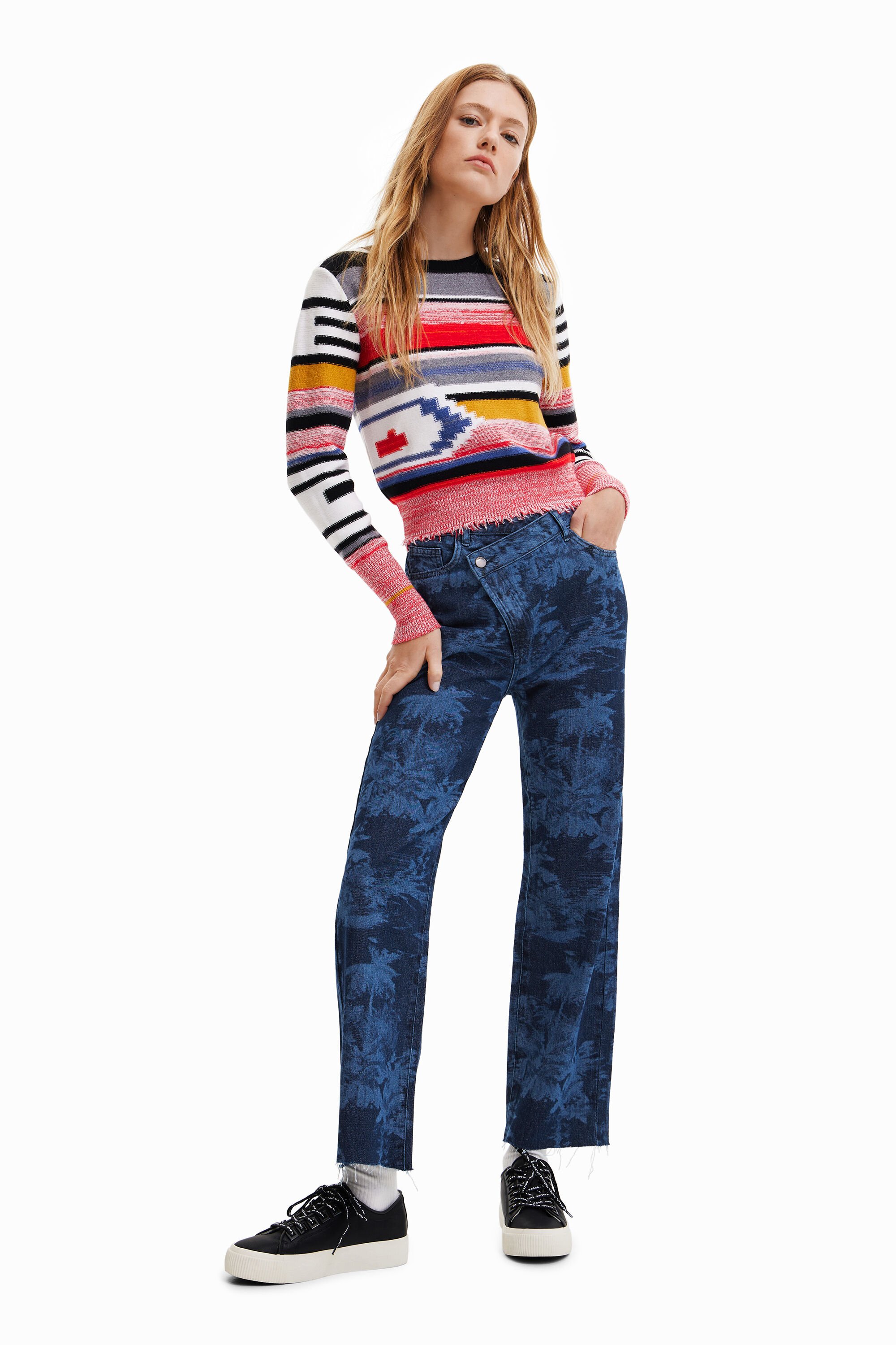 Twisted palm tree boyfriend jeans
