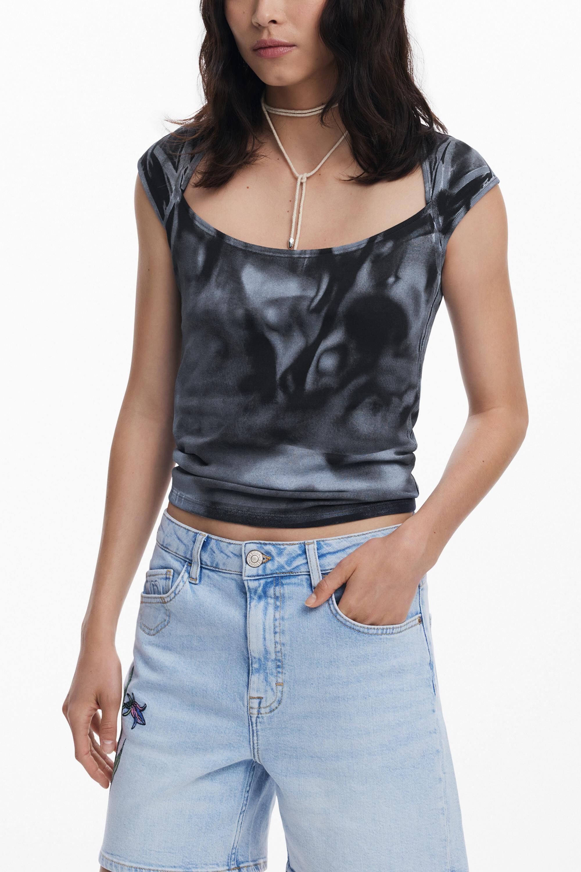 Desigual, Camiseta manga corta degradado, Algodon, Azul