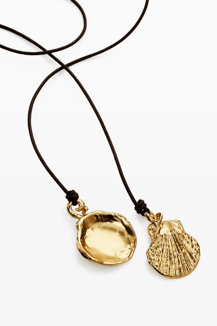 Multi-position pendant silver-plated leather cord Zalio | Desigual