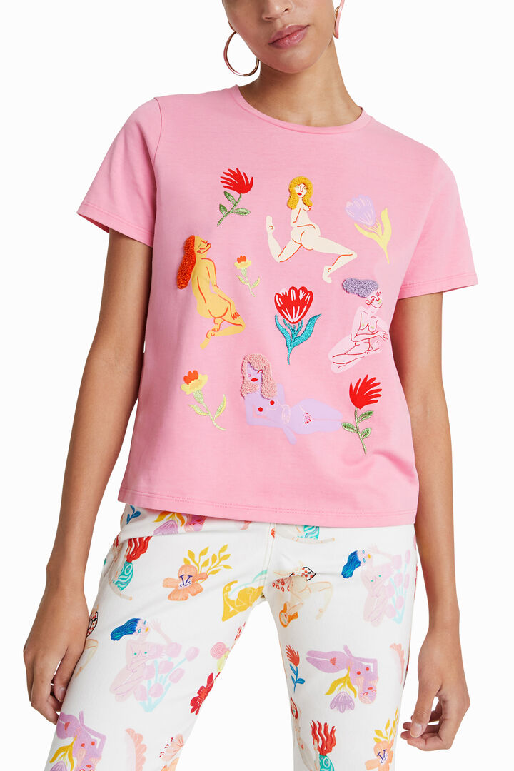T-shirt organique à broderies de Miranda Makaroff | Desigual