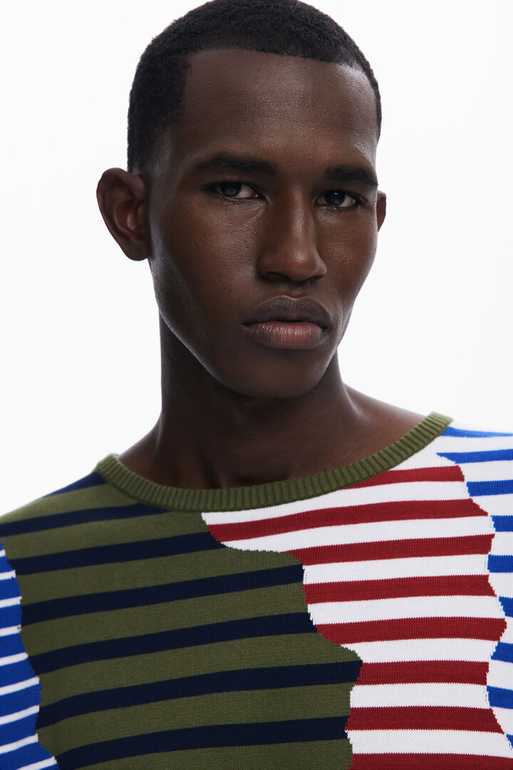 Asymmetric striped T-shirt | Desigual