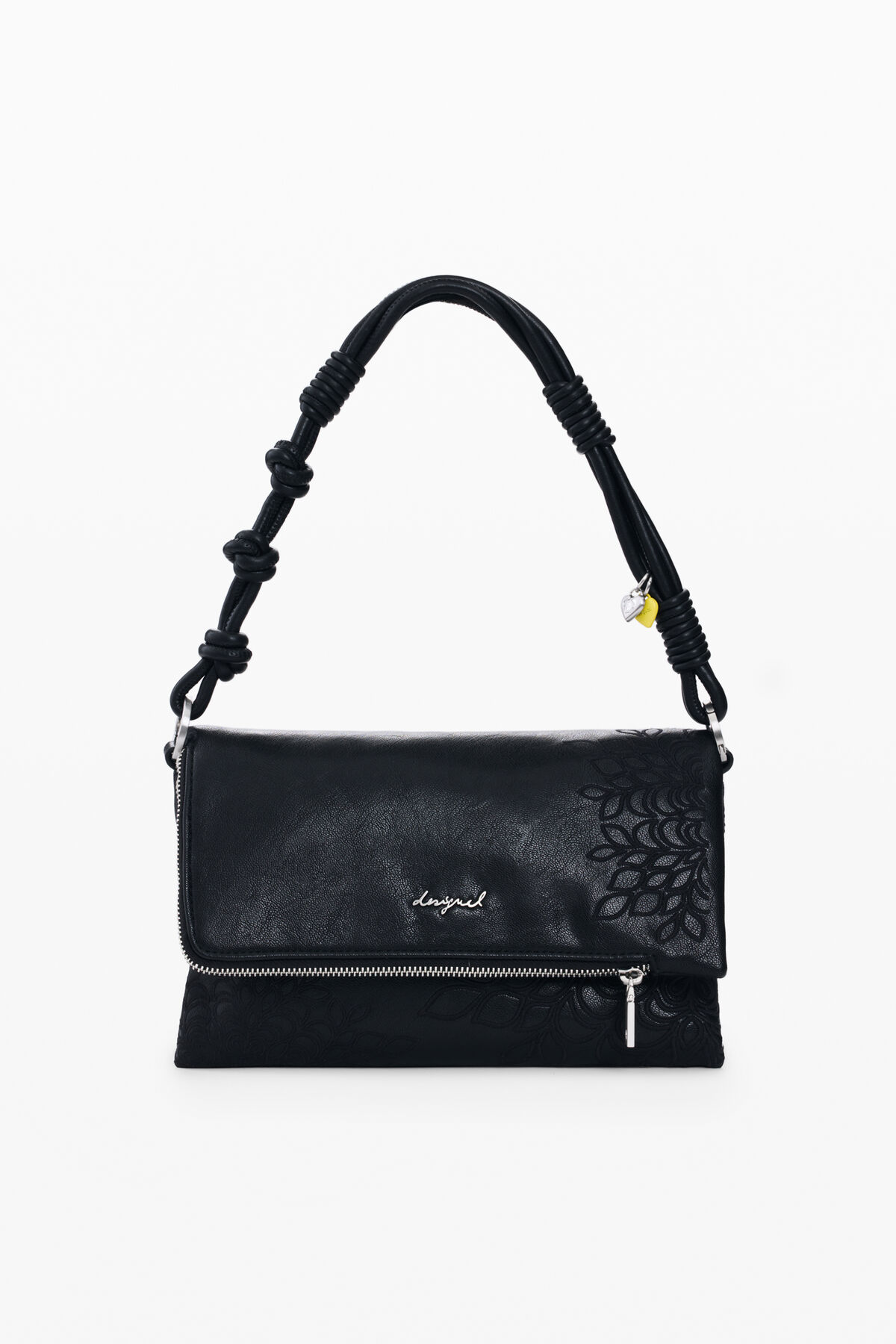 Small embroidered flap bag black women
