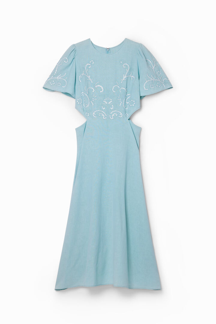 Embroidered cut-out midi dress
