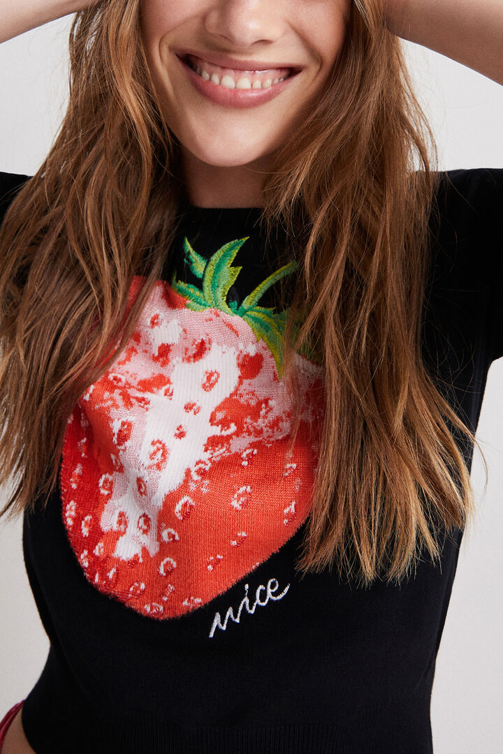 Cropped strawberry jumper | Desigual