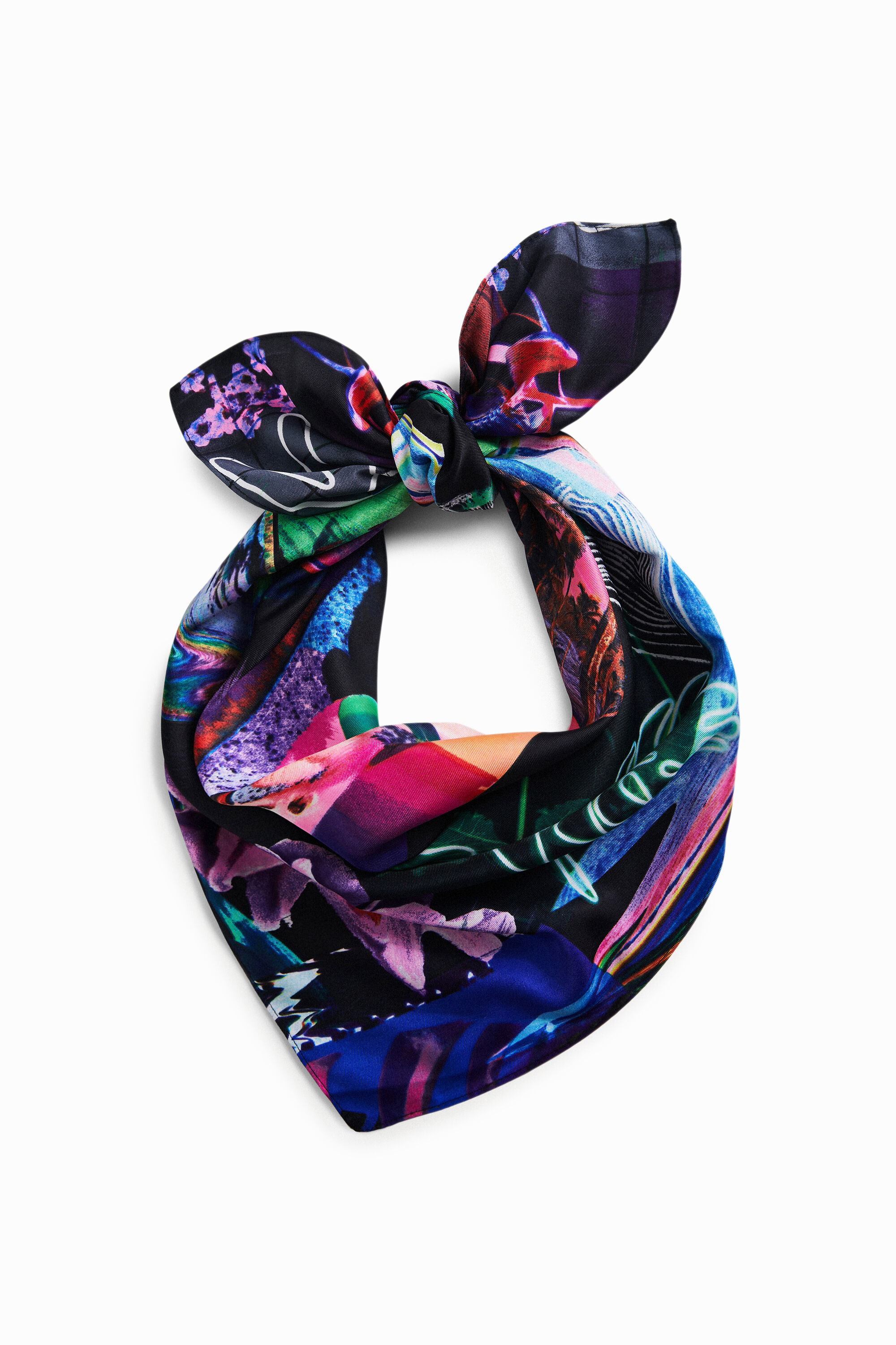 Foulard rectangular patch mensajes - BLACK - U