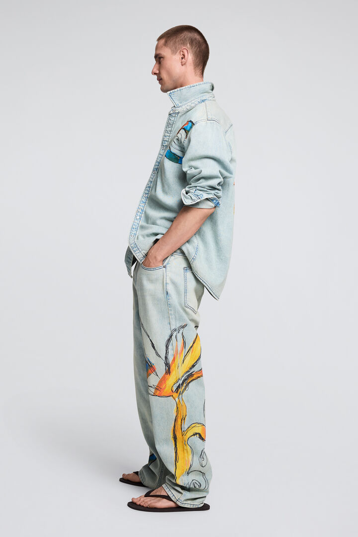 Embroidered denim shirt