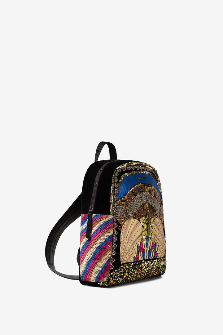 Mini-backpack with embroidery and sequins | Desigual