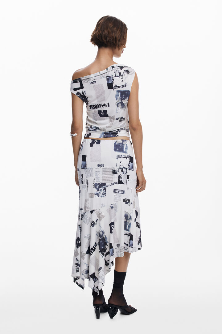 Draped newspaper T-shirt | Desigual
