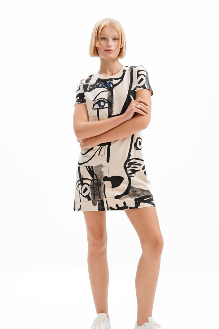 Face mini T-shirt dress | Desigual