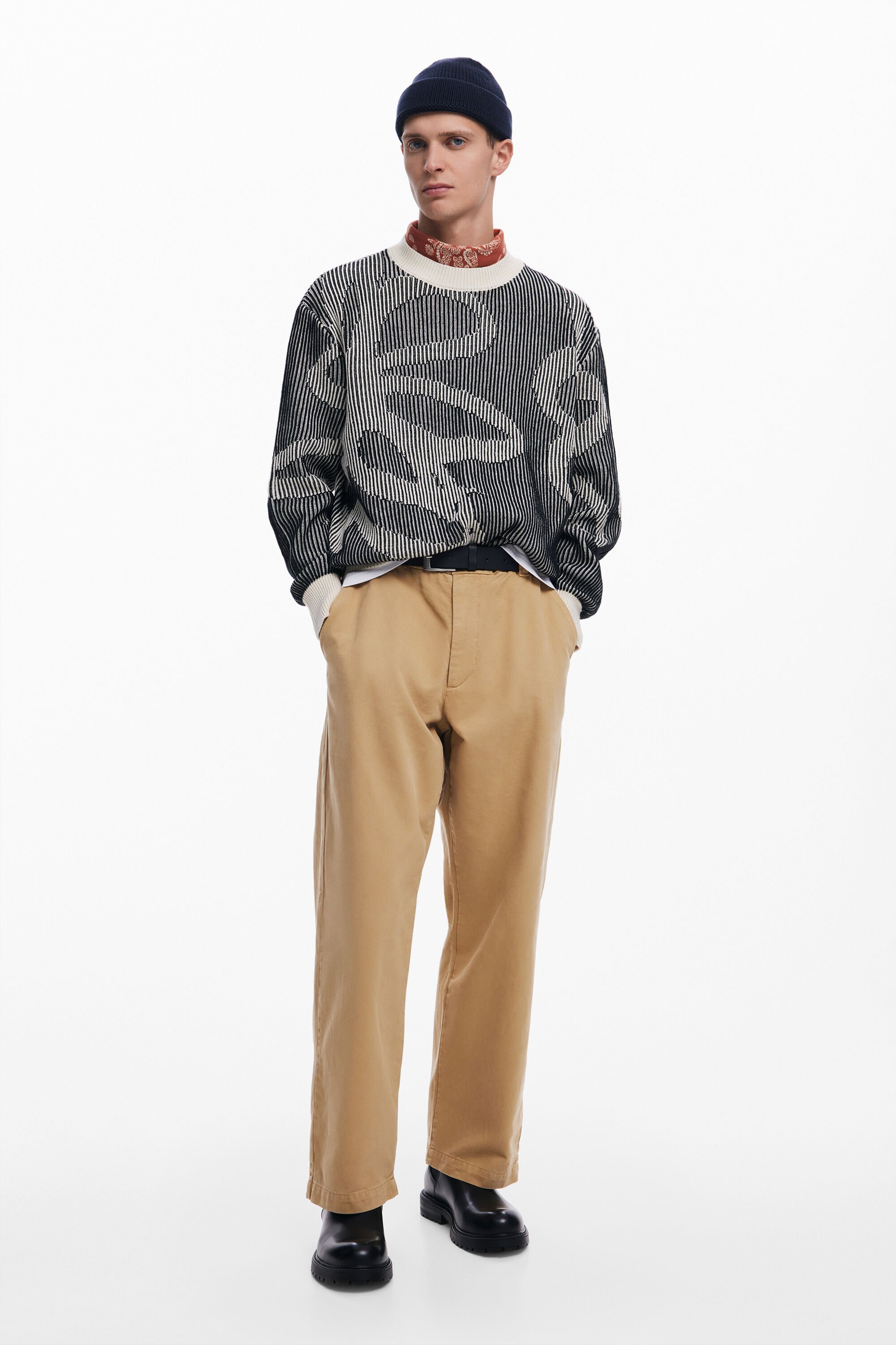 Desigual Floral Print Sweater In Black