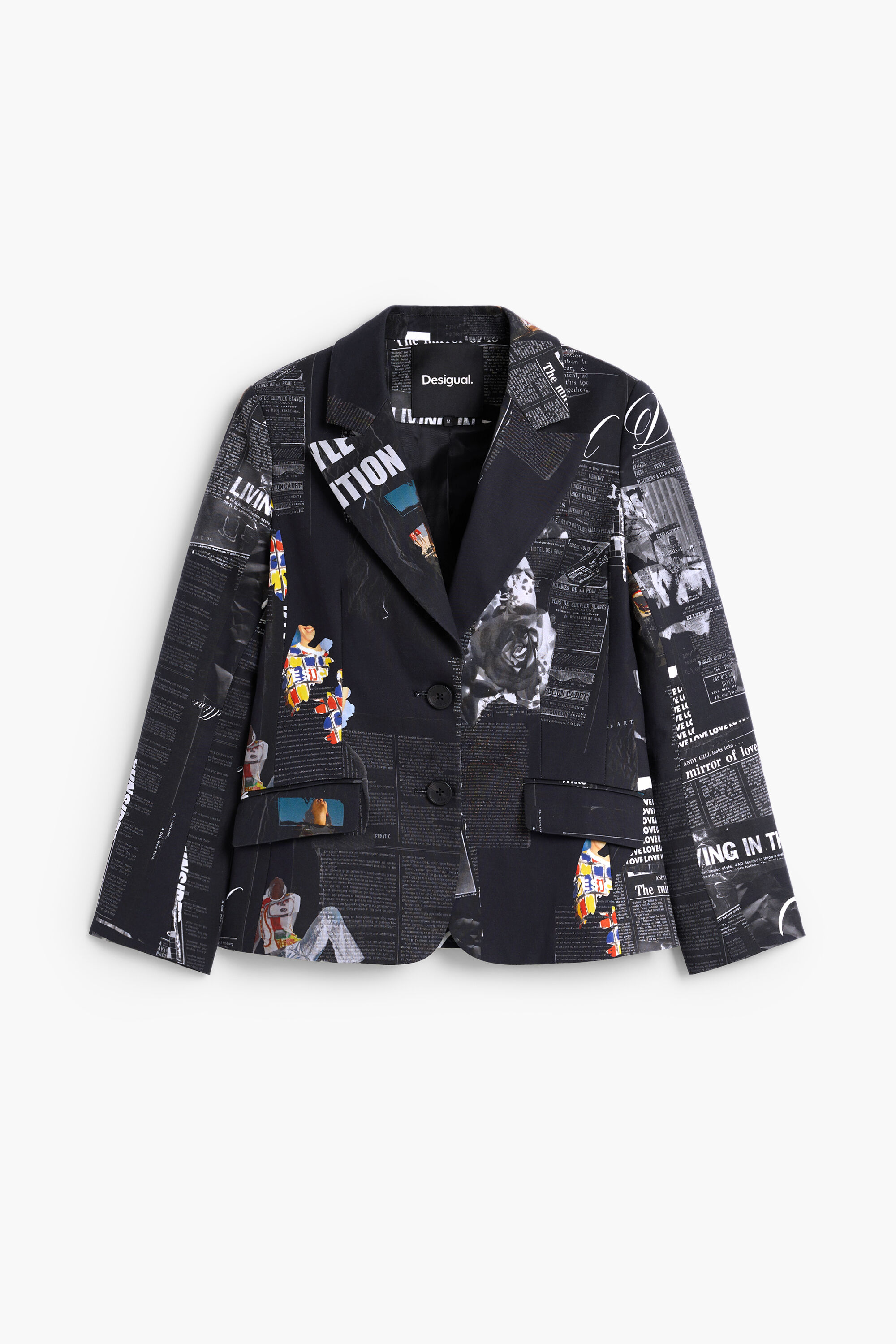 パッチワーク柄のテーラードジャケット 黒 女性用 I Desigual.com