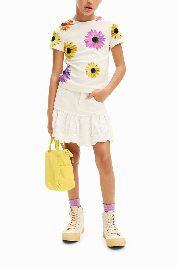 Ribbed daisy T-shirt | Desigual