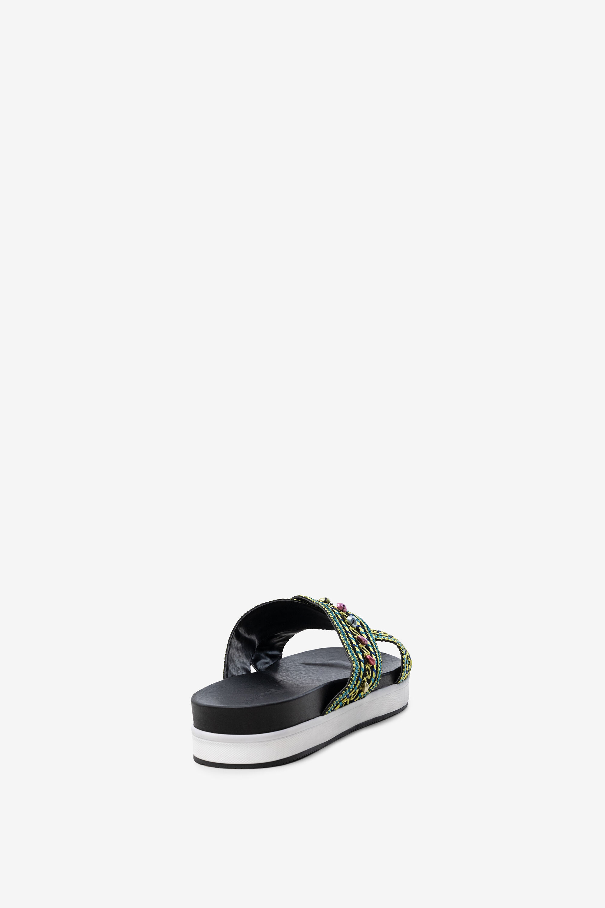 Platform sandals with ethnic beads