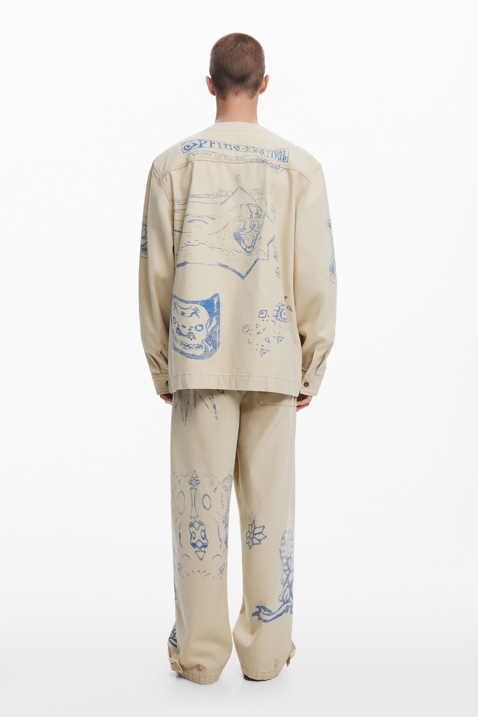 Desigual Ethnic Print Jacket In White