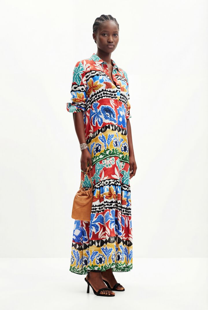 Stella Jean long ethnic shirt dress