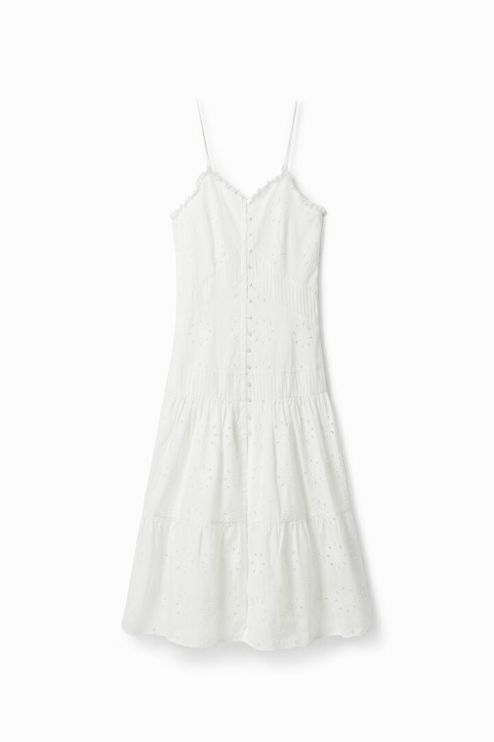 Swiss embroidery midi dress | Desigual