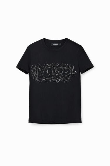 Koszulka z koralikami strass i napisem Love | Desigual