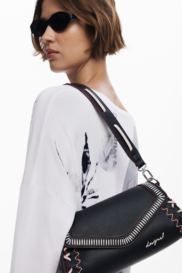 Bolso efecto piel costuras mediano | Desigual