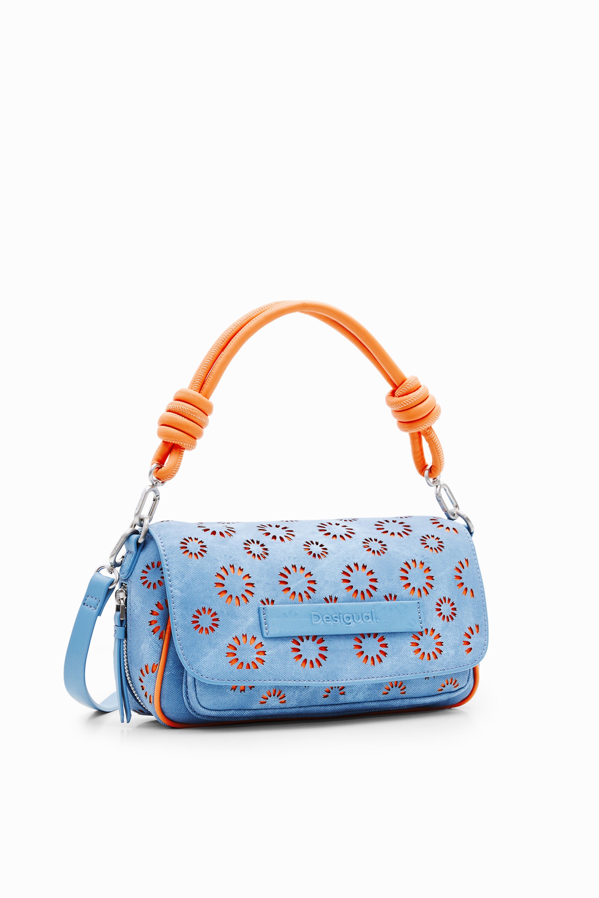 Desigual, Umhängetasche M Ausstanzung Blumen, Polyurethan, Blau, U