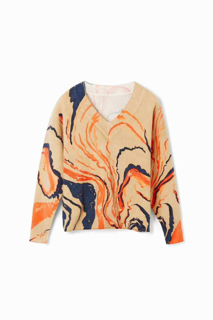 Oversize sweater with curved lines | Desigual