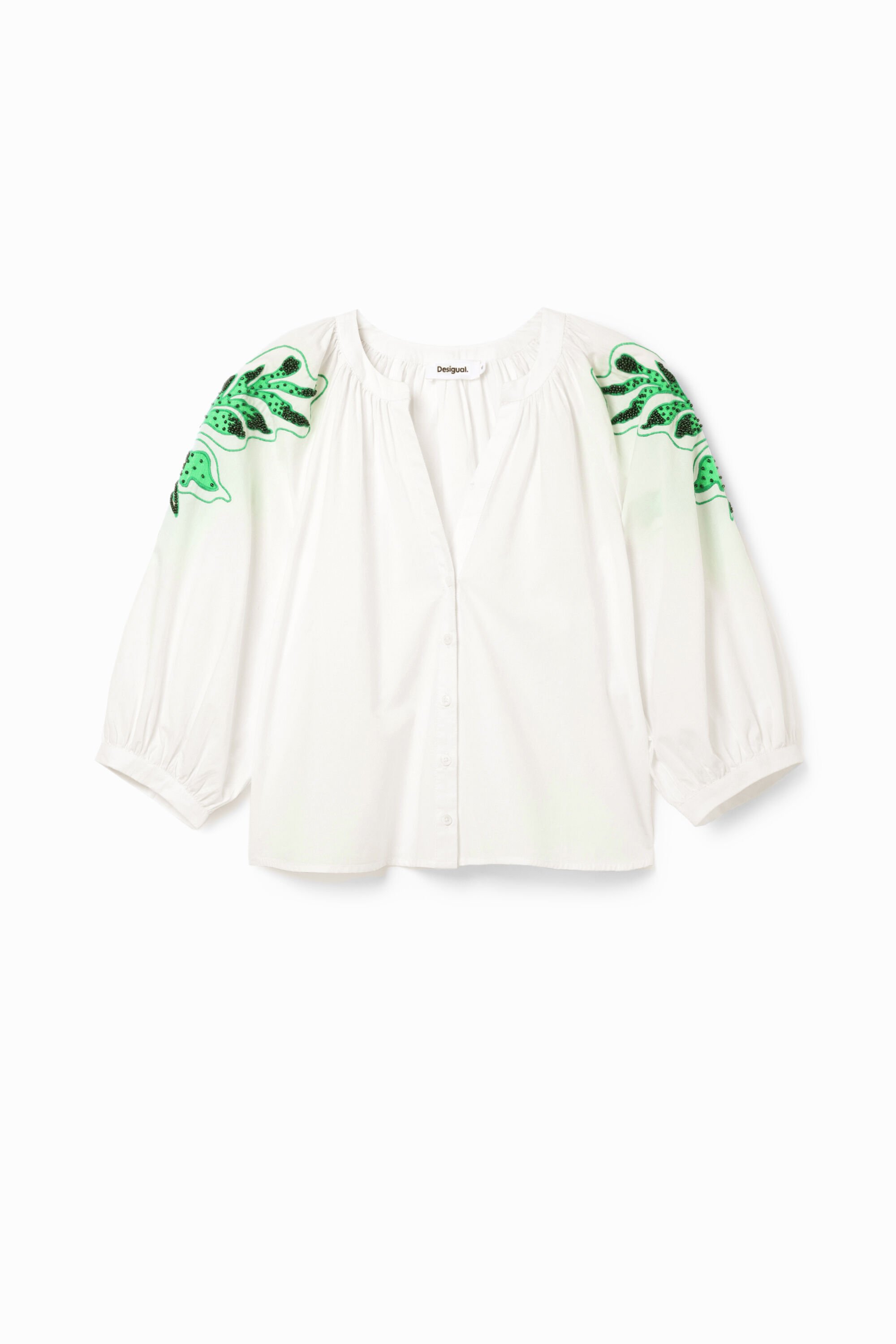 Blusa cuello pico bordados