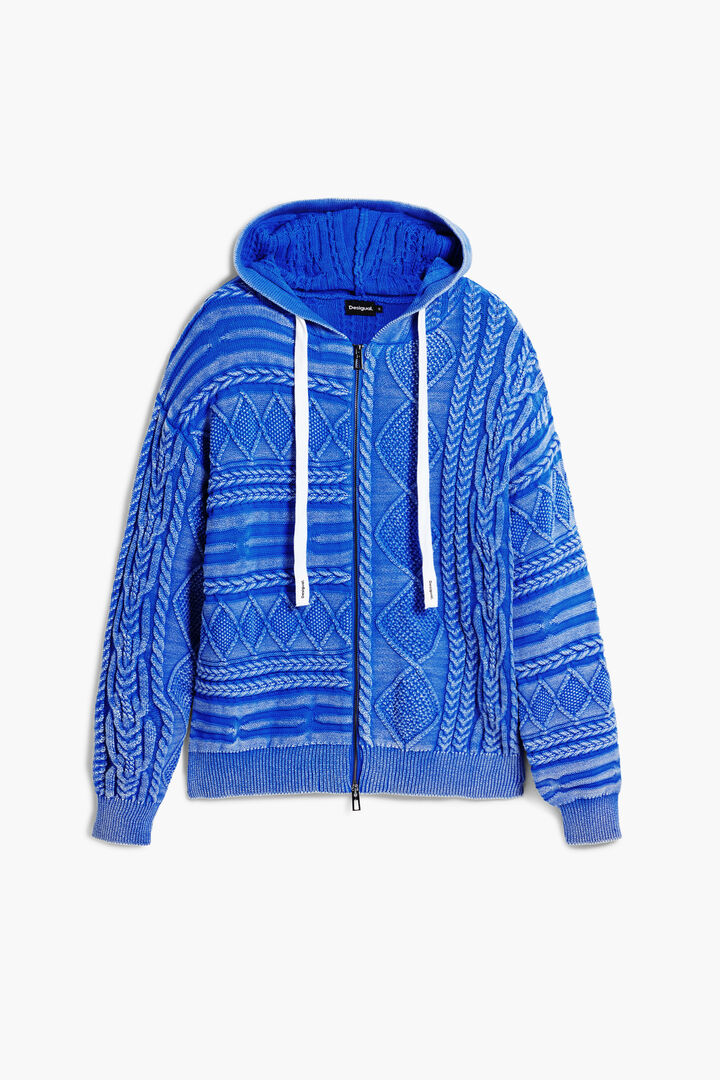 Zipper sweater with braided design
