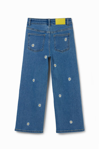 Wide-leg jeans hlače z marjeticami | Desigual