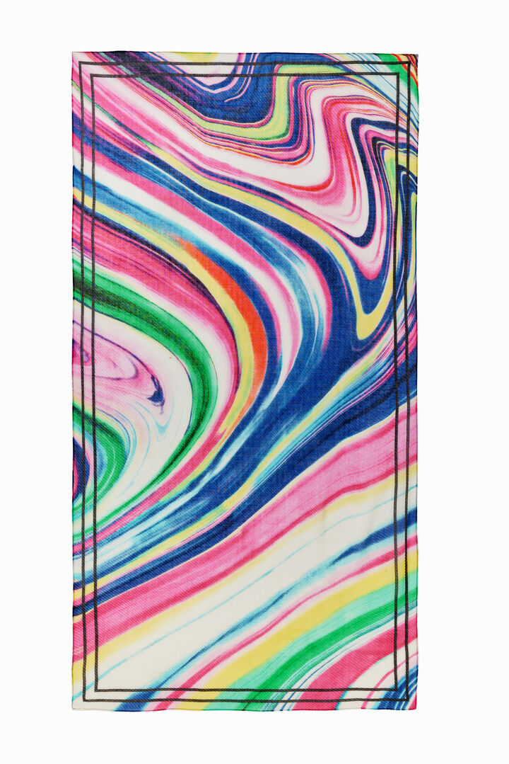 Multicolour pleated rectangular foulard | Desigual