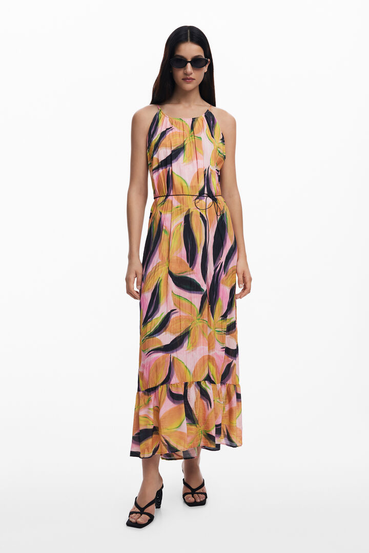 Crinkled effect midi dress