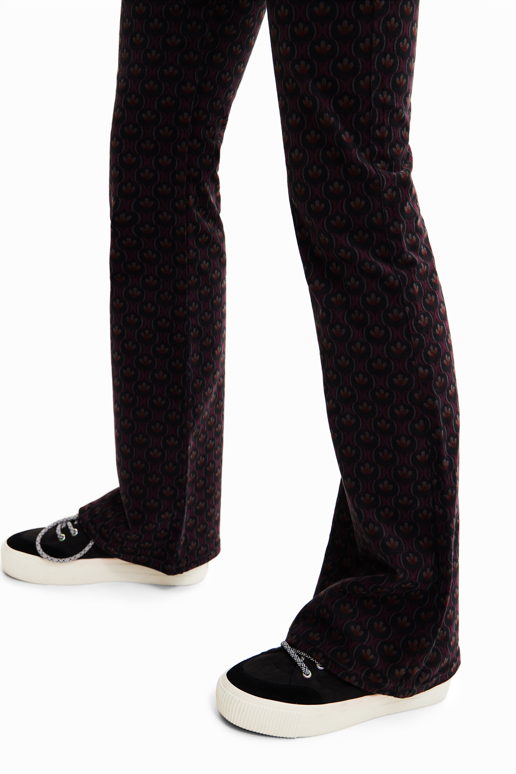 Pantaloni in velluto a coste con stampa retrÃ² Desigual Donna Abbigliamento Pantaloni e jeans Pantaloni Pantaloni in velluto 